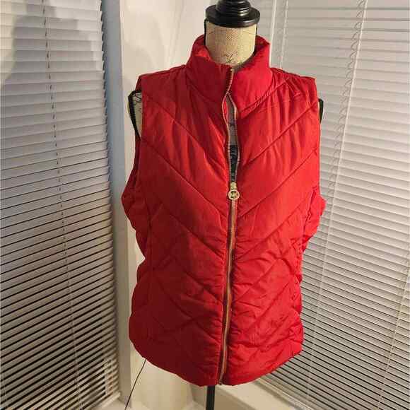 Michael Kors Red Puffer Vest Size Large New!! - Picture 1 of 8